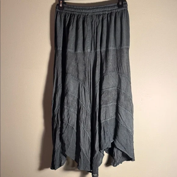 Advance Apparels Forest Green 🌳 Embroidered Boho Maxi Skirt with tie waist - Picture 8 of 10